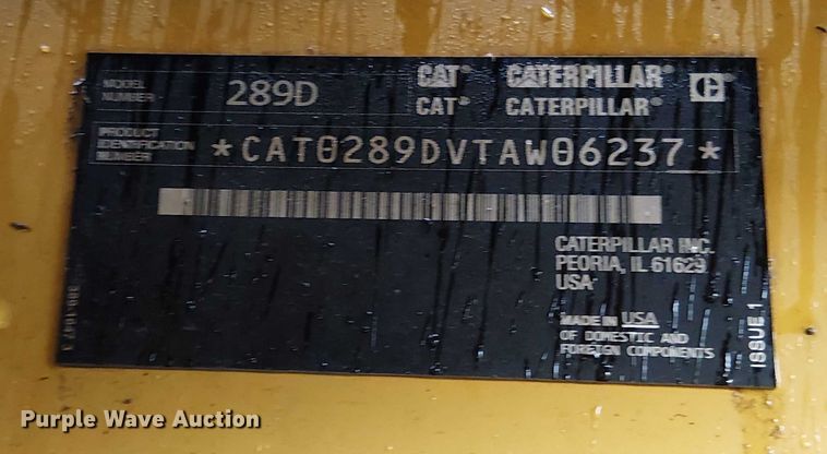 image for item EV5280 2017 Caterpillar 289D forestry tracked skid steer loader