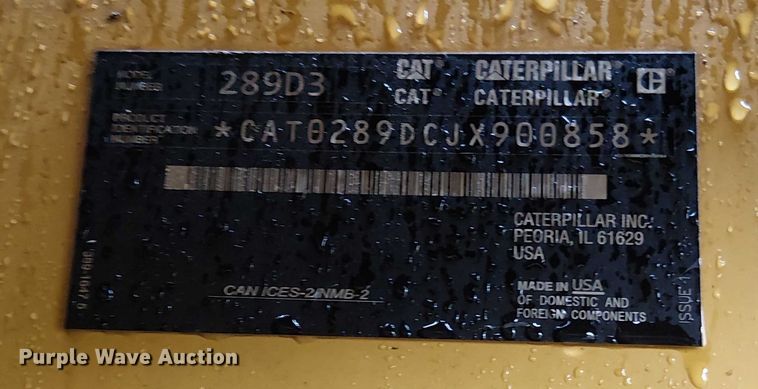 image for item EV5281 2019 Caterpillar 289D3 tracked skid steer loader