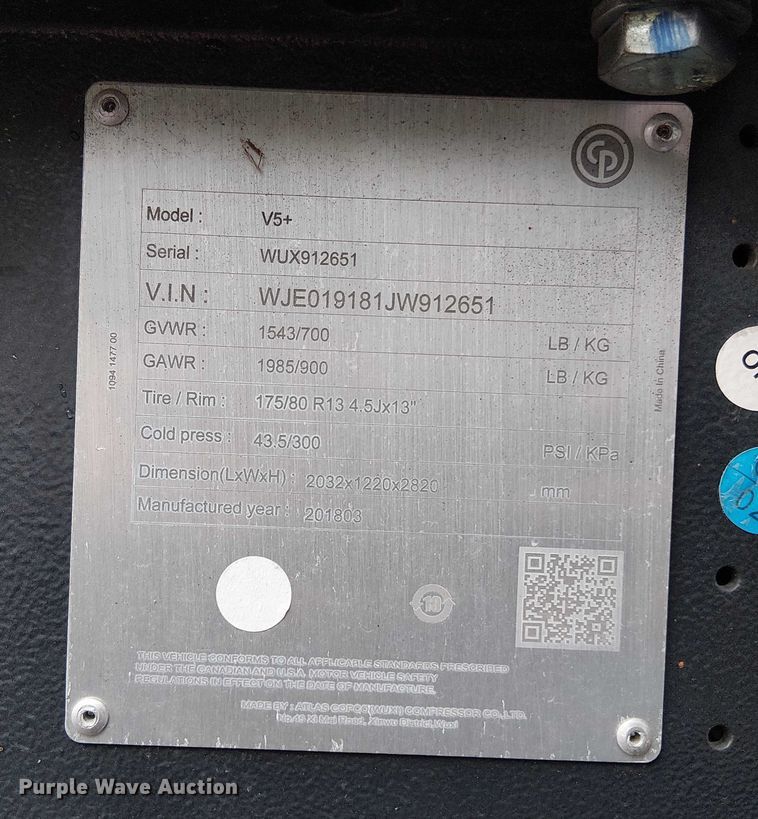 image for item EV5324 2018 Chicago Pneumatic V5+ light plant