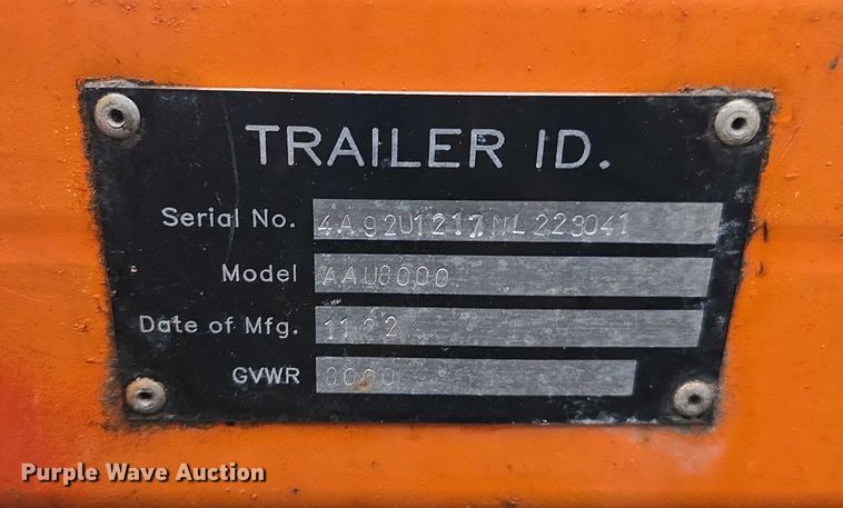 image for item EV5331 2022 All American Utilities reel trailer 