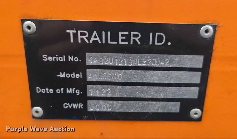 image for item EV5333 2022 All American Utilities reel trailer 