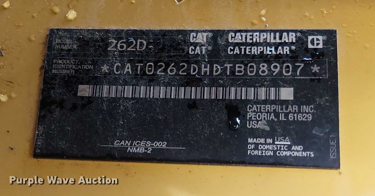 image for item EV5343 2018 Caterpillar 262D skid steer loader