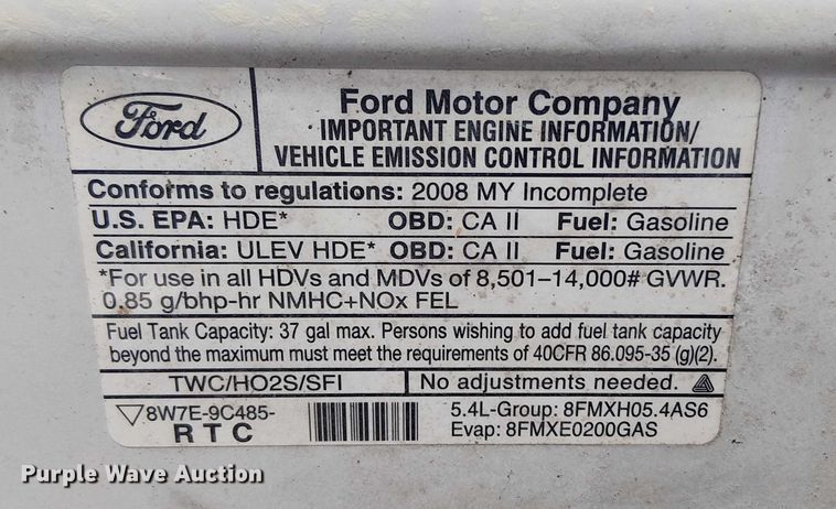image for item EV5355 2008 Ford E350 box truck