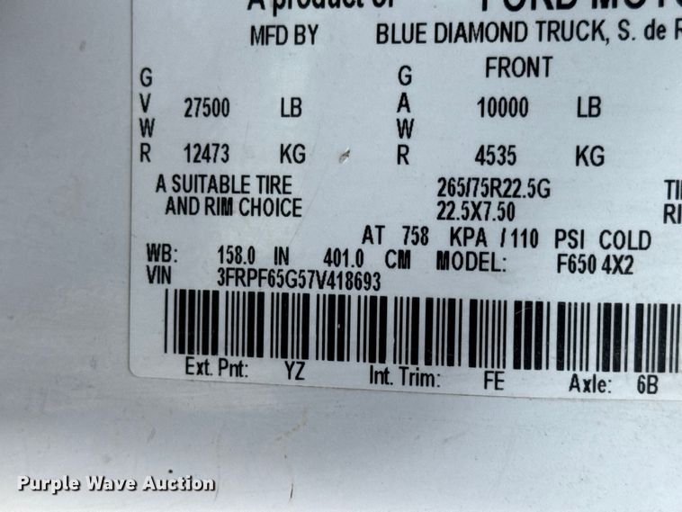 image for item DO2282 2007 Ford F-650 XL dump truck