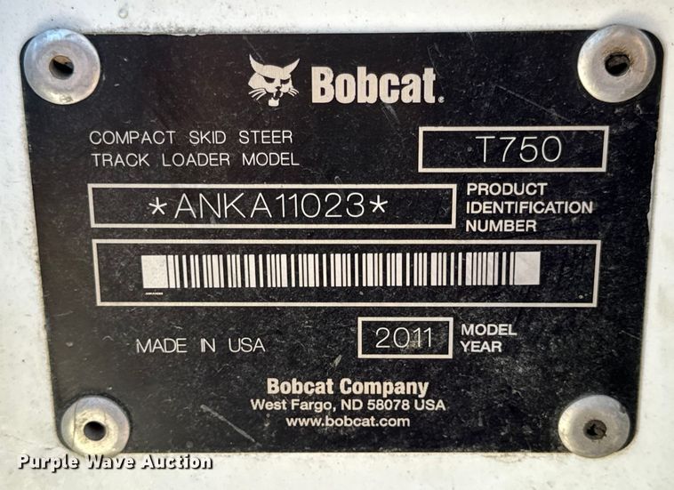 image for item DO2288 2011 Bobcat T750 tracked skid steer loader
