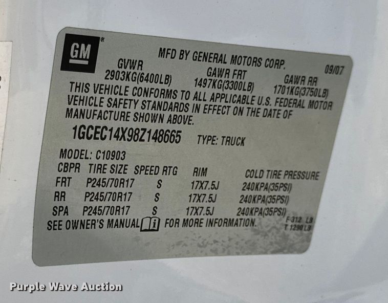 image for item DO2297 2008 Chevrolet Silverado 1500 pickup truck