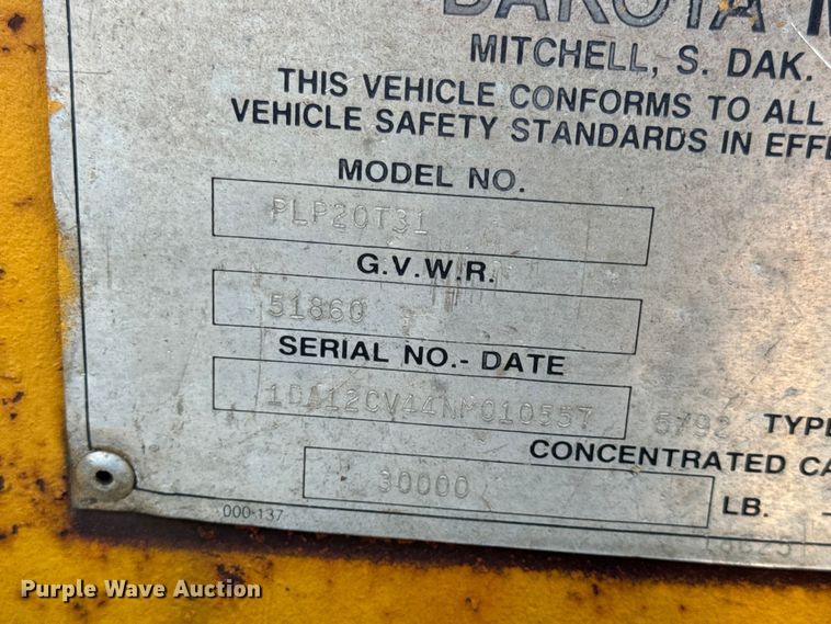 image for item DO2369 1992 Trail-Eze PLP20T31 tilt deck equipment trailer