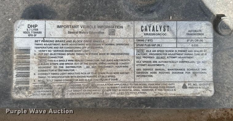 image for item DP8879 1989 GMC Vandura bus