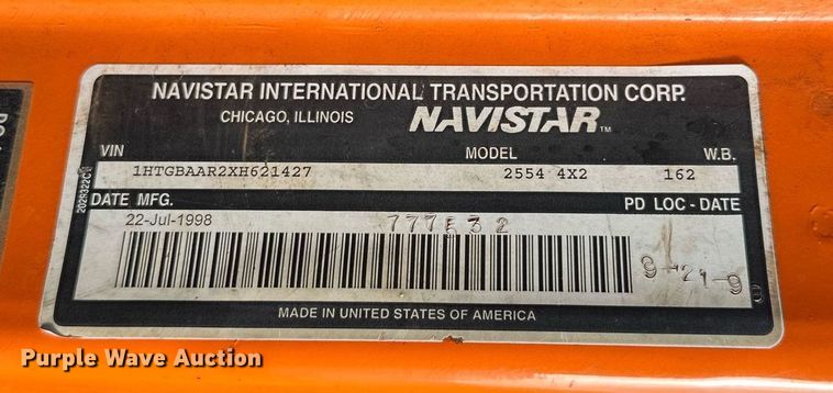 image for item DT6404 1999 International 2554 dump truck