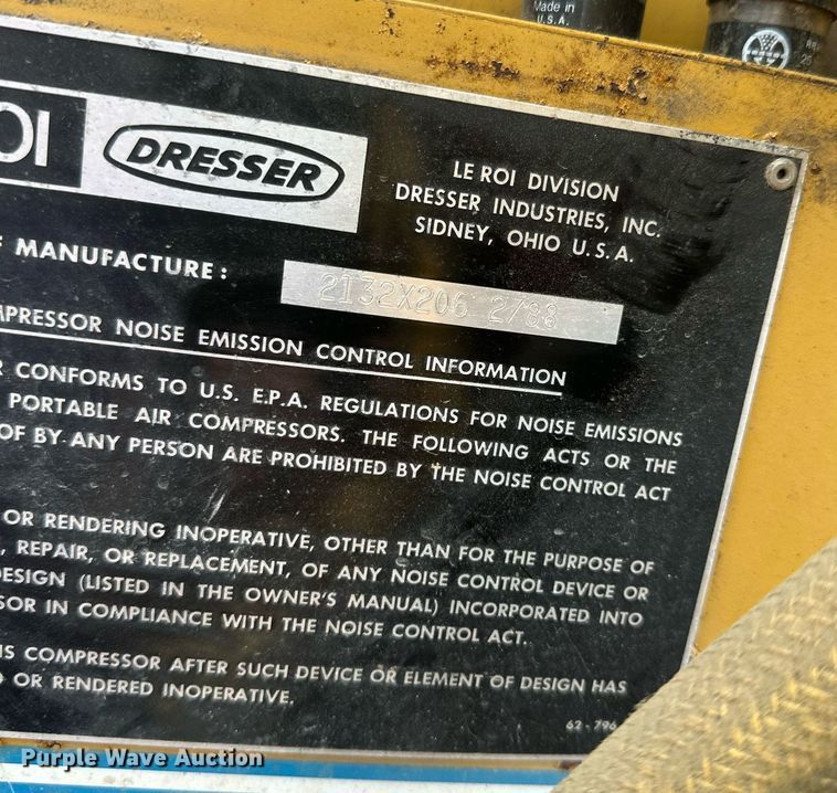 image for item DW4251 1988 Leroi 125 air compressor