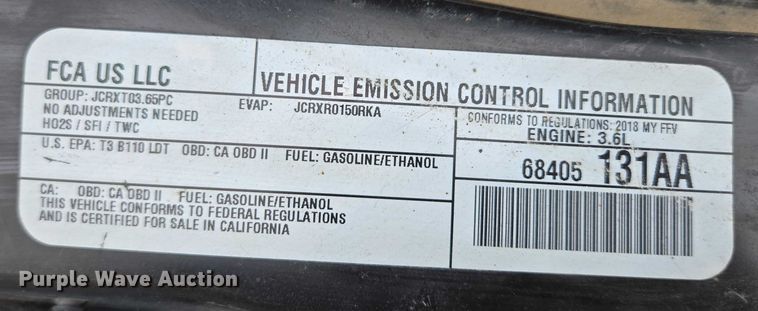 image for item DY1212 2018 Dodge Grand Caravan van