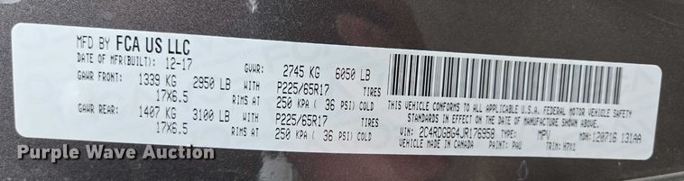 image for item DY1212 2018 Dodge Grand Caravan van