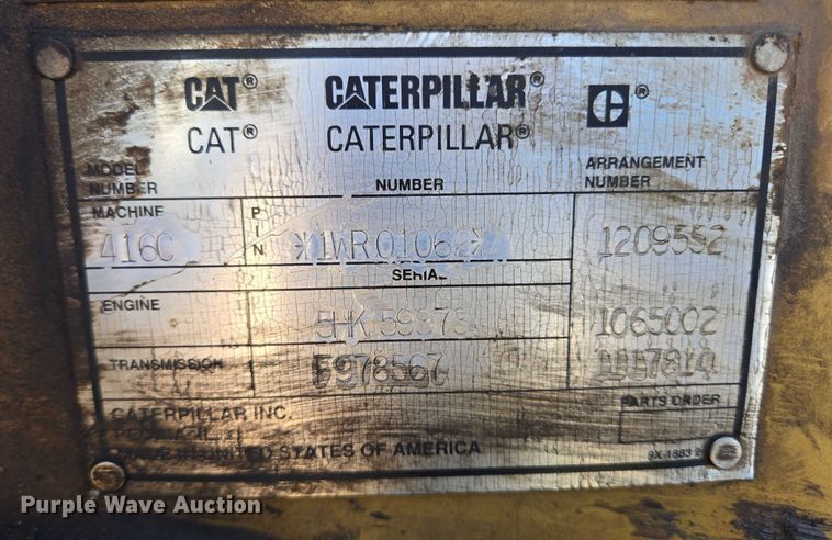 image for item DY1243 1997 Caterpillar 416C backhoe