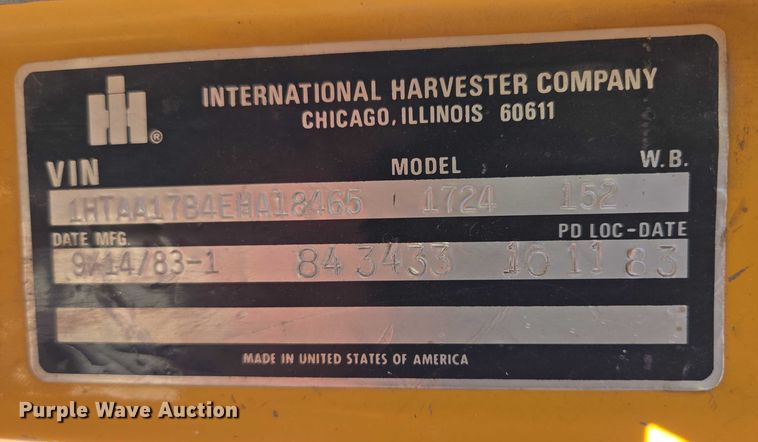 image for item DY1245 1984 International 1724 dump truck