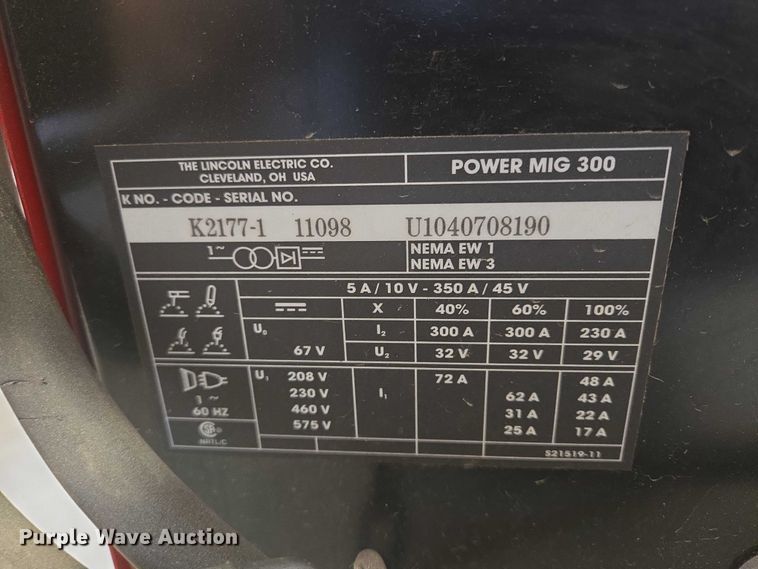 image for item DY1278 (2) Lincoln Power Mig 300 welders
