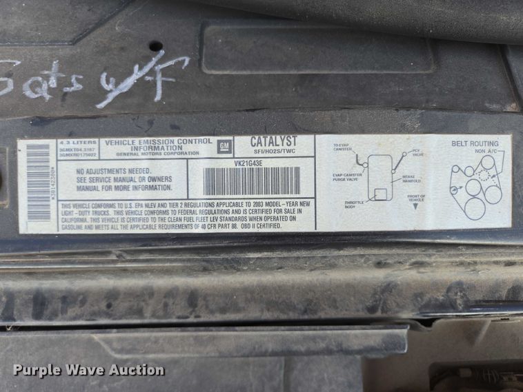 image for item DY1298 2003 Chevrolet S10 Ext. Cab pickup truck