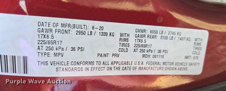 image for item DY1302 2020 Dodge Grand Caravan van