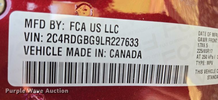 image for item DY1302 2020 Dodge Grand Caravan van