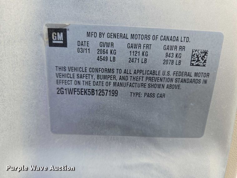 image for item DY1325 2011 Chevrolet Impala 