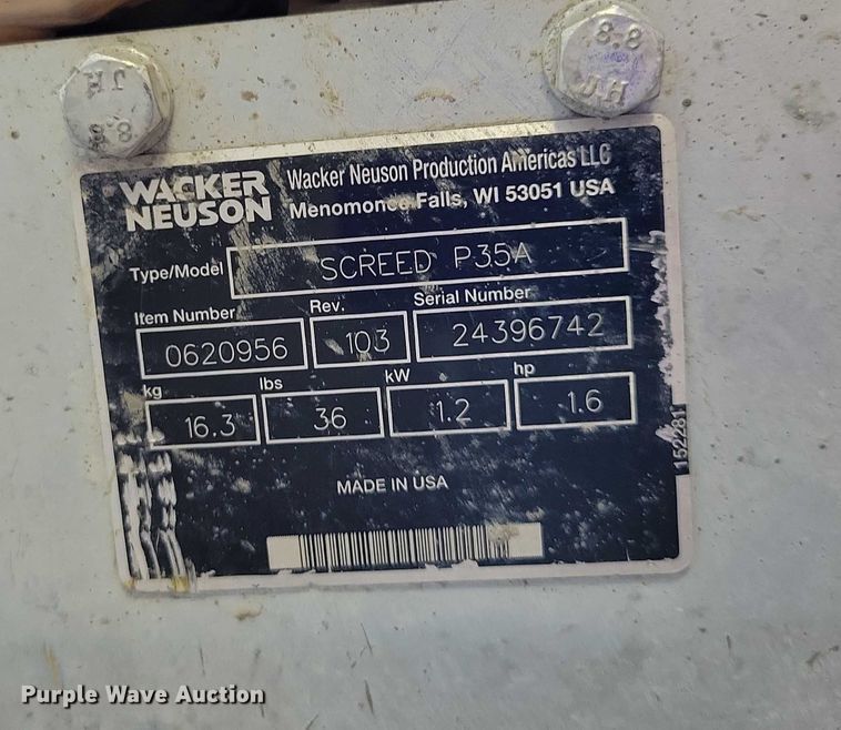 image for item DZ6650 Wacker Neuson P35A power screed