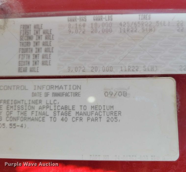 image for item DZ6655 2009 Sterling L-Line dump truck