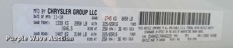 image for item DZ6660 2010 Dodge Grand Caravan van