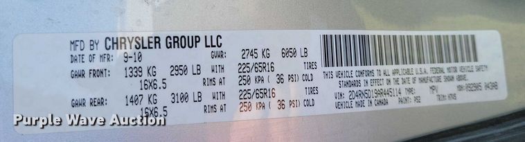 image for item DZ6663 2010 Dodge Grand Caravan  van