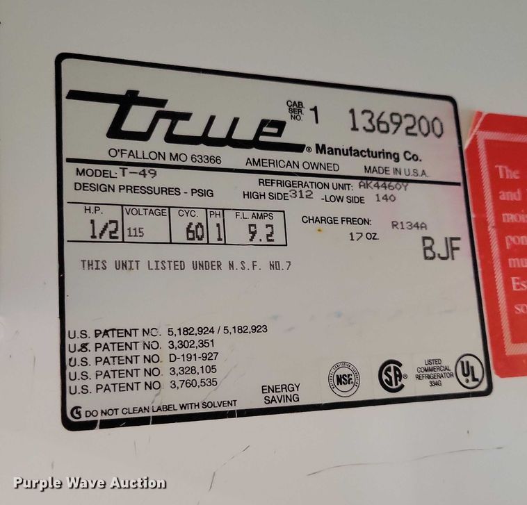 image for item DZ6680 True refrigerator and freezer