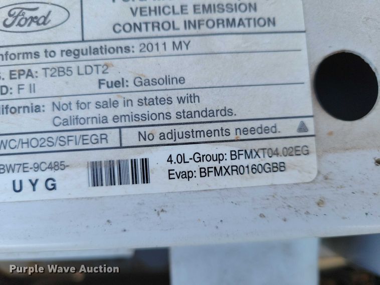 image for item DZ6694 2011 Ford Ranger SuperCab pickup truck