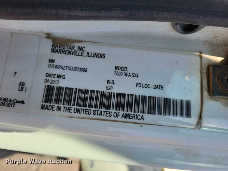 image for item DZ6737 2012 International  WorkStar 7500 dump truck