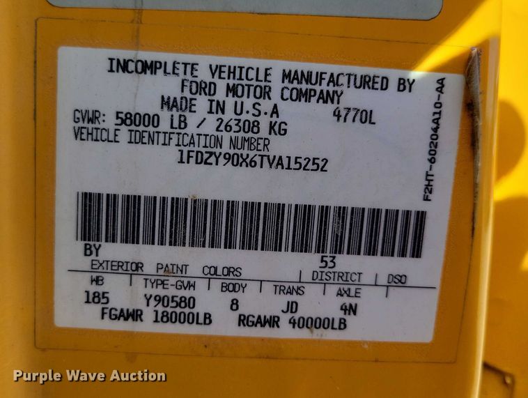 image for item DZ6739 1996 Ford L9000 dump truck