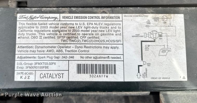 image for item EA1923 2003 Ford Ranger SuperCab pickup truck