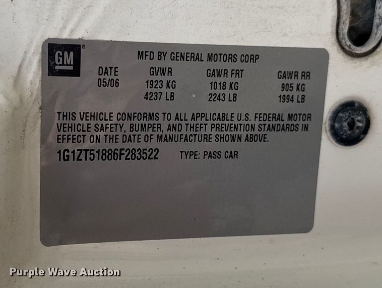 image for item EA1924 2006 Chevrolet Malibu 