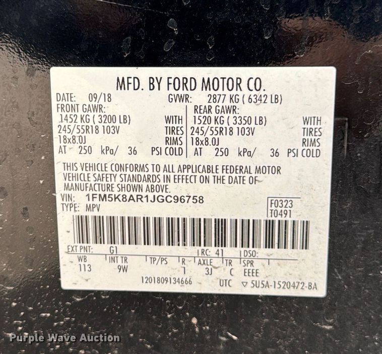 image for item EA1925 2018 Ford Explorer Police Interceptor SUV