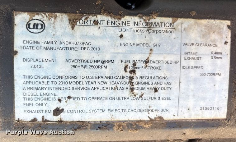 image for item EA7530 2011 UD UD3300 pothole patcher truck