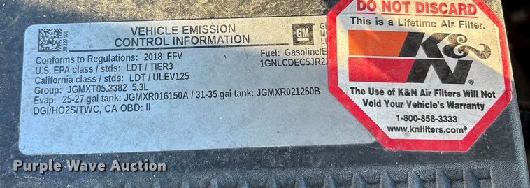 image for item EA7543 2018 Chevrolet Tahoe Police SUV