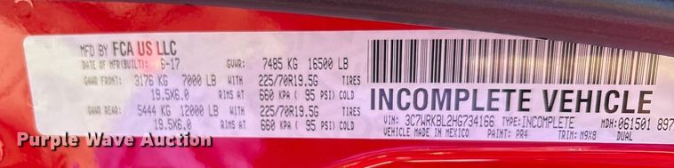 image for item EA7545 2017 RAM 4500HD ambulance