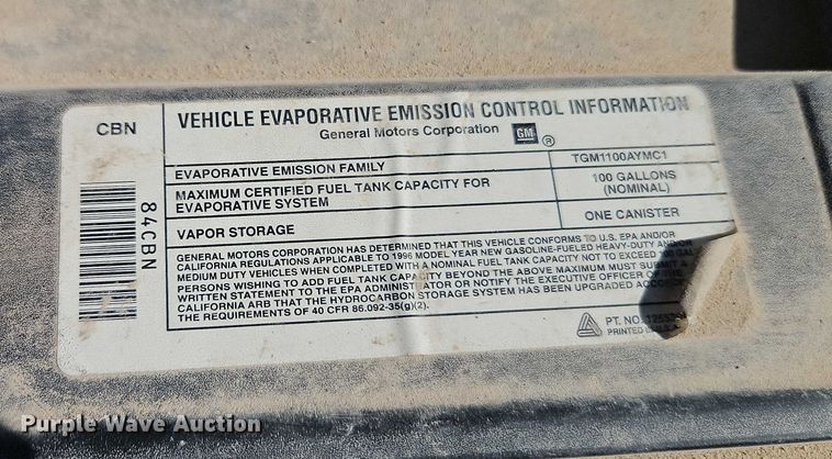 image for item EB8347 1996 Chevrolet C3500 box truck