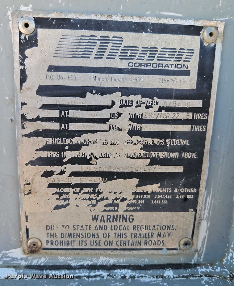 image for item EB8348 1991 Monon MA3-00-ST-48W dry van trailer