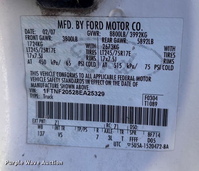 image for item EC8071 2008 Ford F250 Super Duty pickup truck