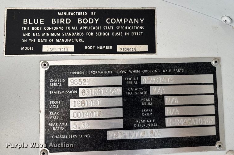 image for item ED2239 2001 Blue Bird All American school bus