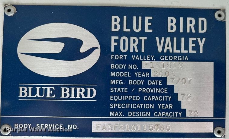 image for item ED2240 2008 Blue Bird All American school bus