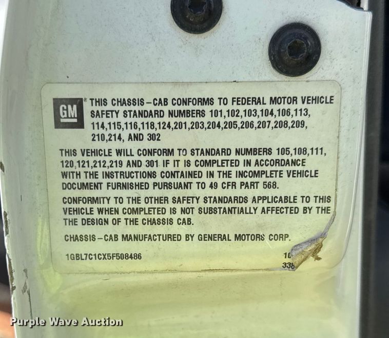 image for item EF2178 2005 Chevrolet C7500 dump truck