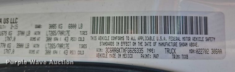 image for item EG8206 2015 Dodge Ram 1500 Crew Cab pickup truck