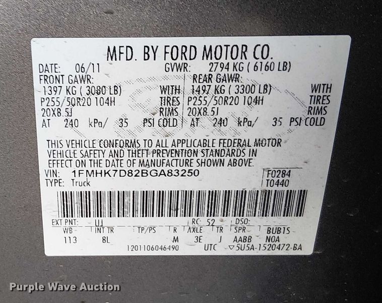 image for item EG8552 2011 Ford Explorer SUV