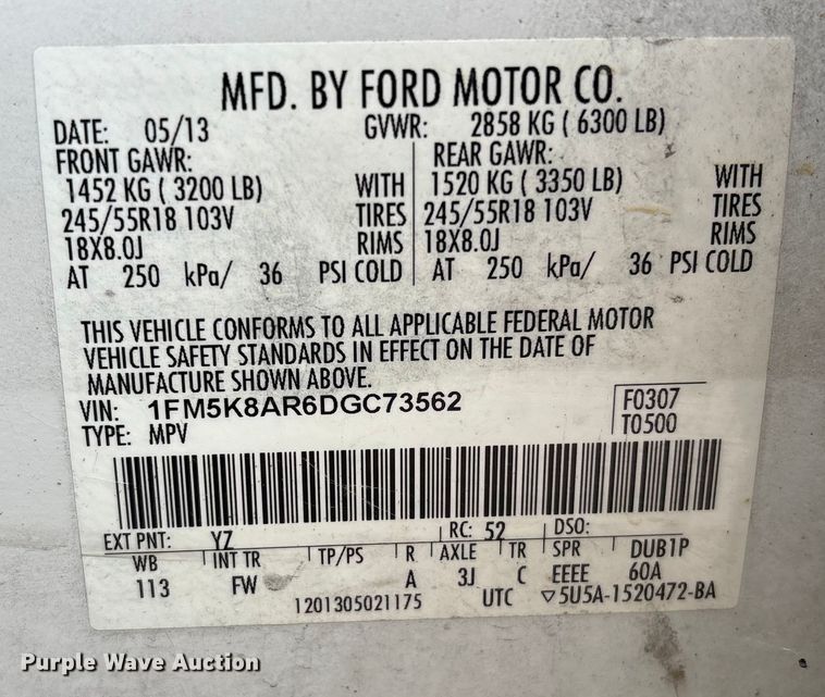 image for item EG8645 2013 Ford Explorer Police SUV