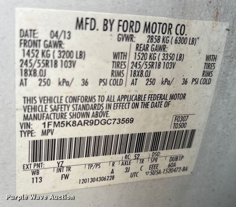 image for item EG8648 2013 Ford Explorer Police SUV