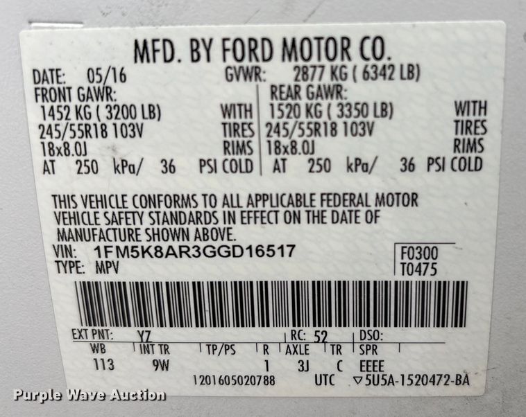 image for item EG8649 2016 Ford Explorer Police SUV