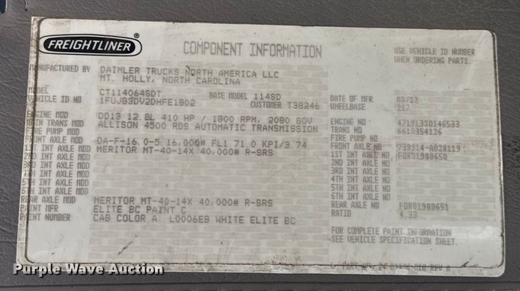 image for item EG8658 2013 Freightliner 114SD semi truck