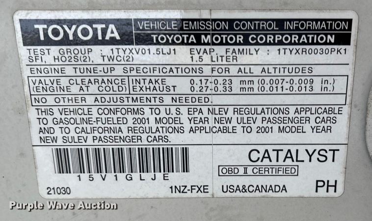 image for item EG8689 2001 Toyota Prius 